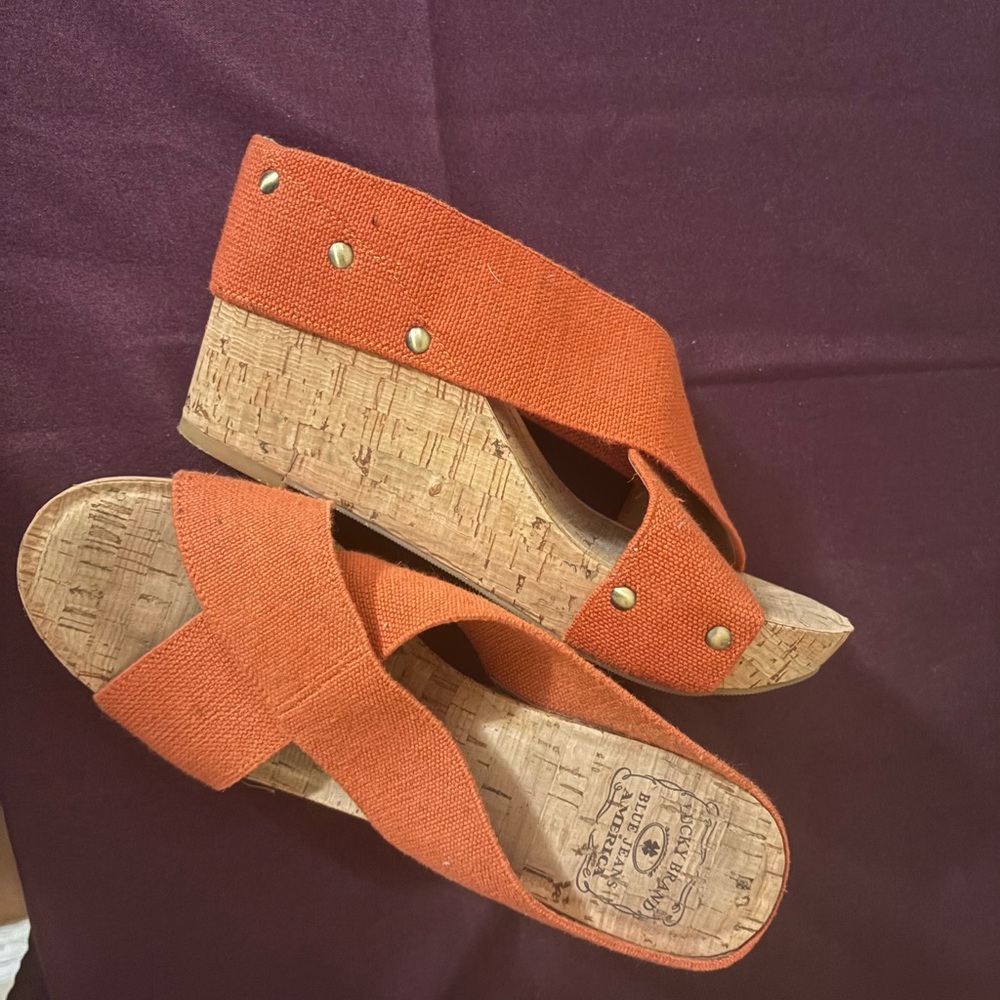 Women's Orange Wedge Sandals